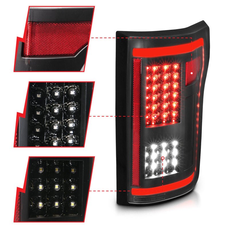ANZO 2015-2017 Ford F-150 LED Taillights Black ANZO ANZ311285