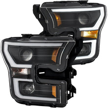 Load image into Gallery viewer, ANZO 2015-2017 Ford F-150 Projector Headlights w/ Plank Style Switchback Black w/ Amber ANZO ANZ111357