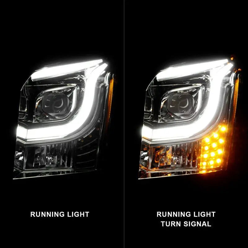 ANZO 2015-2017 GMC Yukon XL Projector Headlights W Lightbar - Chrome/Amber ANZO ANZ111536