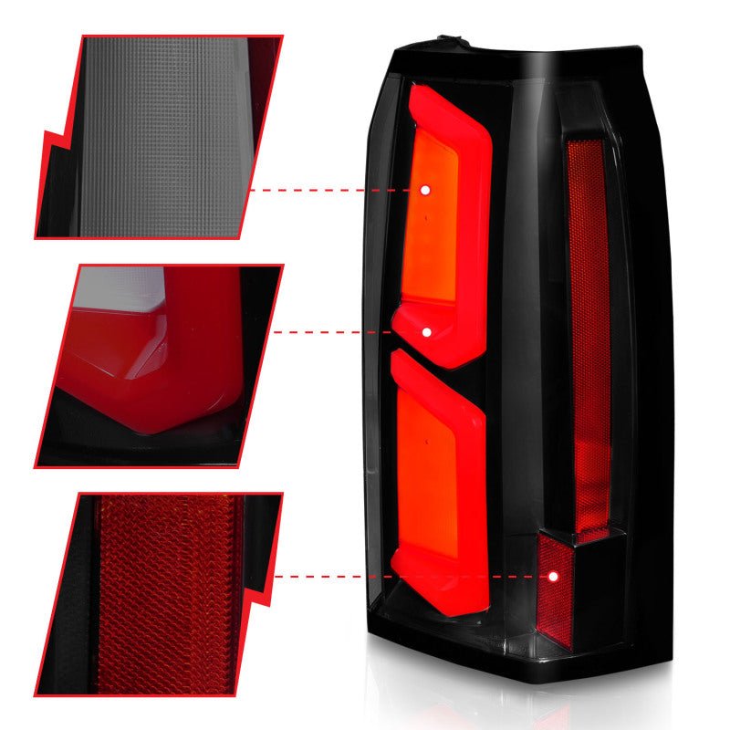 ANZO 2015-2020 Chevrolet Tahoe LED Tail Lights w/ Light Bar Black Housing Somke Lens ANZO ANZ311375