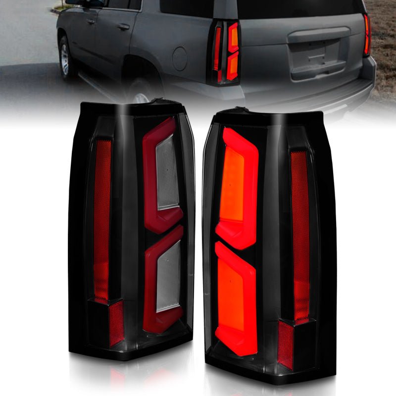 ANZO 2015-2020 Chevrolet Tahoe LED Tail Lights w/ Light Bar Black Housing Somke Lens - Black Ops Auto Works