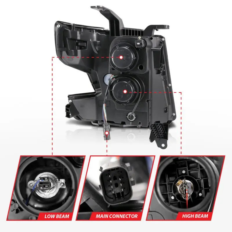 ANZO 2015-2020 Chevy Tahoe Projector Headlights Plank Style Black w/DRL ANZO ANZ111492