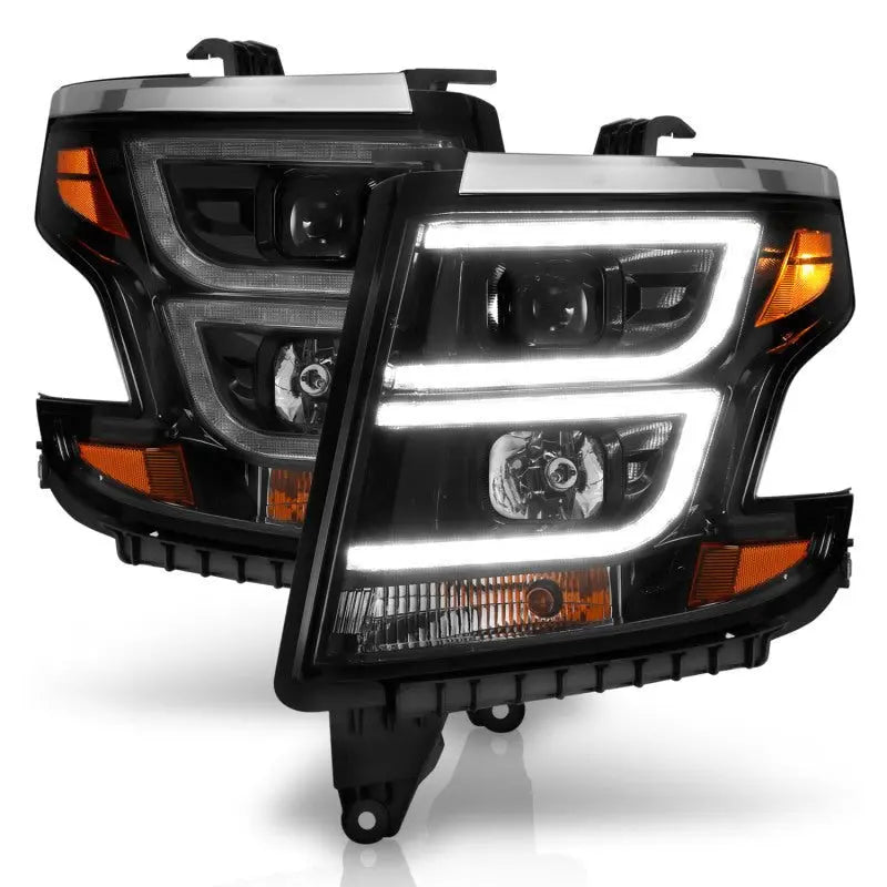 ANZO 2015-2020 Chevy Tahoe Projector Headlights Plank Style Black w/DRL ANZO ANZ111492