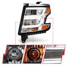 Load image into Gallery viewer, ANZO 2015-2020 Chevy Tahoe Projector Headlights Plank Style Chrome w/DRL ANZO ANZ111493