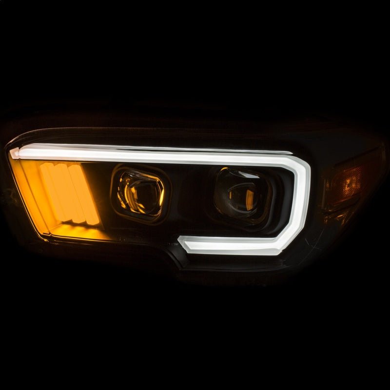 ANZO 2016-2017 Toyota Tacoma Projector Headlights w/ Plank Style Black w/ Amber ANZO ANZ111377