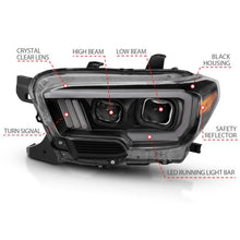 Load image into Gallery viewer, ANZO 2016-2017 Toyota Tacoma Projector Headlights w/ Plank Style Design Black/Amber w/ DRL ANZO ANZ111379