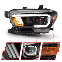 Load image into Gallery viewer, ANZO 2016-2017 Toyota Tacoma Projector Headlights w/ Plank Style Design Black/Amber w/ DRL ANZO ANZ111379