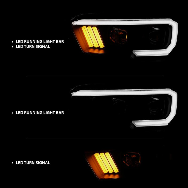 ANZO 2016-2017 Toyota Tacoma Projector Headlights w/ Plank Style Design Black/Amber w/ DRL ANZO ANZ111379