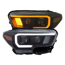 Load image into Gallery viewer, ANZO 2016-2017 Toyota Tacoma Projector Headlights w/ Plank Style Switchback Black w/ Amber ANZO ANZ111396