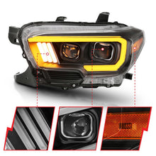 Load image into Gallery viewer, ANZO 2016-2017 Toyota Tacoma Projector Headlights w/ Plank Style Switchback Black w/ Amber ANZO ANZ111396