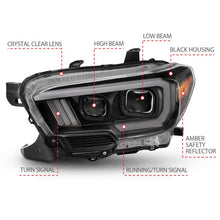 Load image into Gallery viewer, ANZO 2016-2017 Toyota Tacoma Projector Headlights w/ Plank Style Switchback Black w/ Amber w/ DRL ANZO ANZ111397