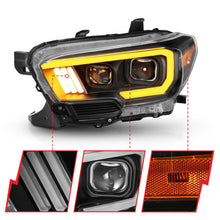 Load image into Gallery viewer, ANZO 2016-2017 Toyota Tacoma Projector Headlights w/ Plank Style Switchback Black w/ Amber w/ DRL ANZO ANZ111397
