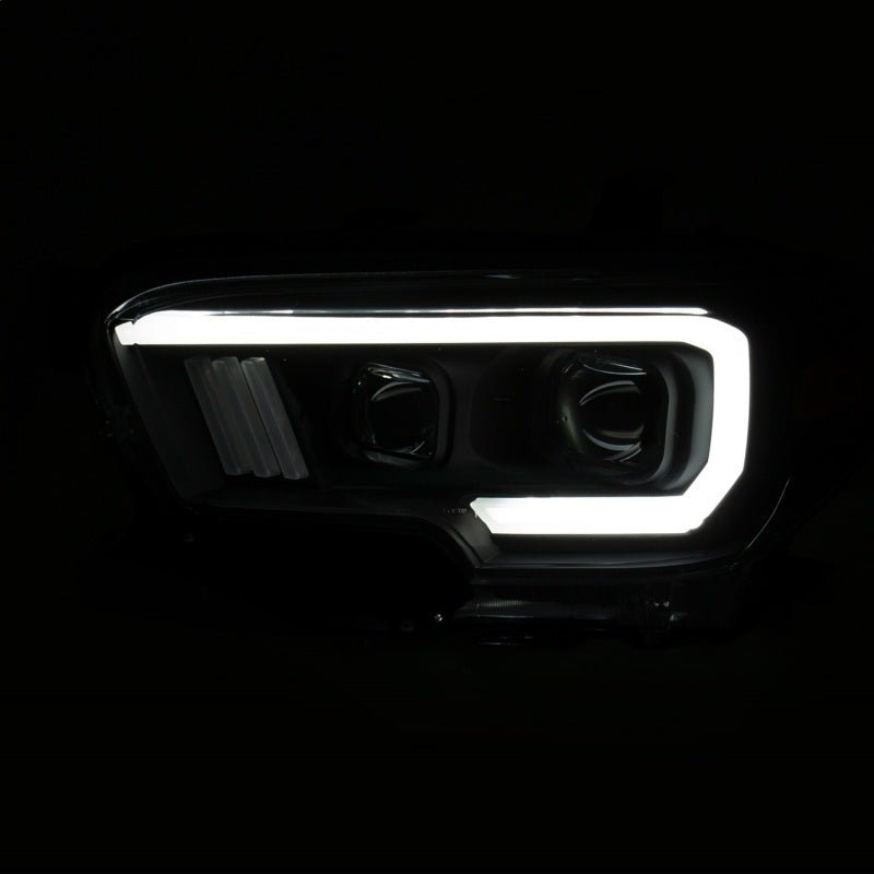 ANZO 2016-2017 Toyota Tacoma Projector Headlights w/ Plank Style Switchback Black w/ Amber w/ DRL ANZO ANZ111397