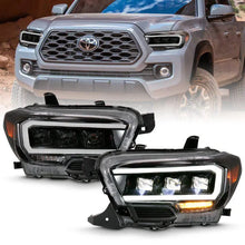 Load image into Gallery viewer, ANZO 2016-2018 Toyota Tacoma LED Projector Headlights Plank Style Black w/ Amber ANZO ANZ111496
