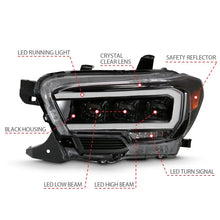 Load image into Gallery viewer, ANZO 2016-2018 Toyota Tacoma LED Projector Headlights Plank Style Black w/ Amber ANZO ANZ111496