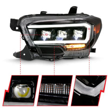 Load image into Gallery viewer, ANZO 2016-2018 Toyota Tacoma LED Projector Headlights Plank Style Black w/ Amber ANZO ANZ111496