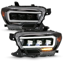 Load image into Gallery viewer, ANZO 2016-2018 Toyota Tacoma LED Projector Headlights Plank Style Black w/ Amber ANZO ANZ111496