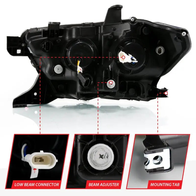 ANZO 2016-2018 Toyota Tacoma LED Projector Headlights Plank Style Black w/ Amber - Black Ops Auto Works