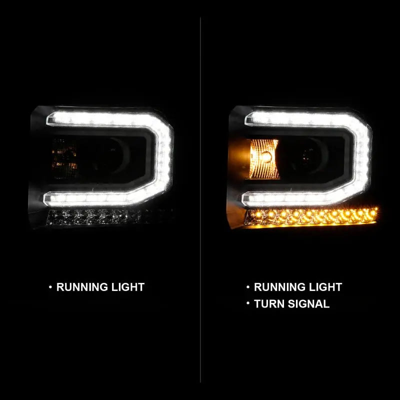 ANZO 2016-2019 Gmc Sierra 1500 Projector Headlight Plank Style Black w/ Sequential Amber Signal ANZO ANZ111485