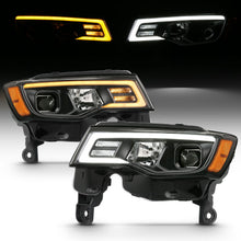 Load image into Gallery viewer, ANZO 2017-2018 Jeep Grand Cherokee Projector Headlights w/ Plank Style Switchback - Black w/ Amber ANZO ANZ111418