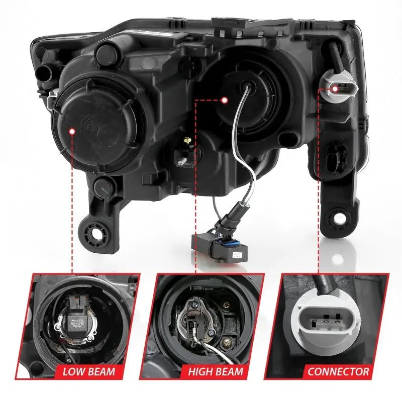 ANZO 2017-2018 Jeep Grand Cherokee Projector Headlights w/ Plank Style Switchback - Chrome w/ Amber ANZO ANZ111419