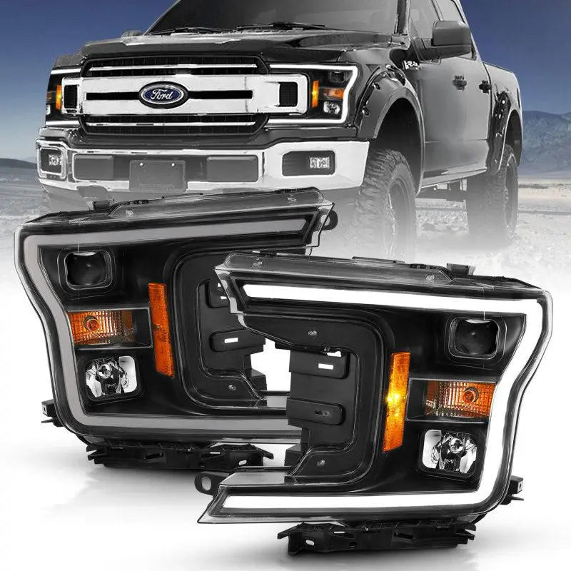 ANZO 2018-2019 Ford F-150 Projector Plank Style H.L. Black Amber (Without Switchback) ANZO ANZ111467