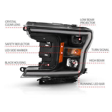 Load image into Gallery viewer, ANZO 2018-2019 Ford F-150 Projector Plank Style H.L. Black Amber (Without Switchback) ANZO ANZ111467