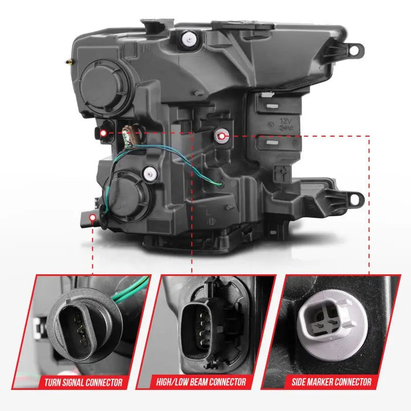 ANZO 2018-2020 Ford F-150 Projector Headlight w/ Plank Style Switchback Black Housing - Black Ops Auto Works