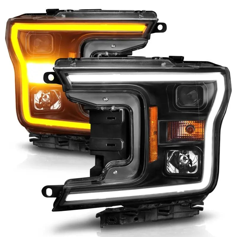 ANZO 2018-2020 Ford F-150 Projector Headlight w/ Plank Style Switchback Black Housing - Black Ops Auto Works