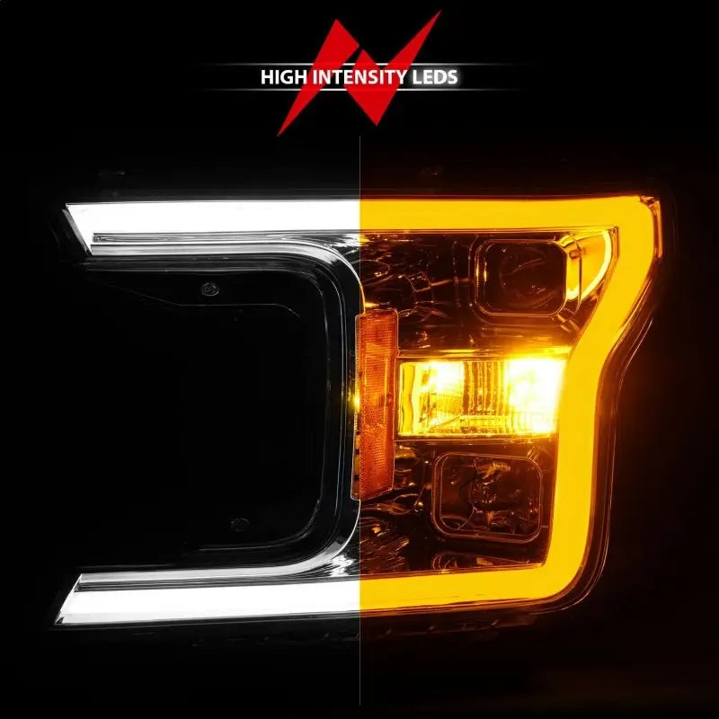 ANZO 2018-2020 Ford F-150 Projector Headlight w/Plank Style Switchback Chrome Housing ANZO ANZ111510