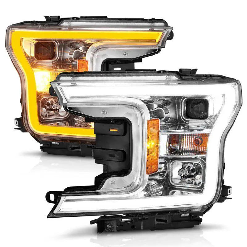 ANZO 2018-2020 Ford F-150 Projector Headlight w/Plank Style Switchback Chrome Housing ANZO ANZ111510