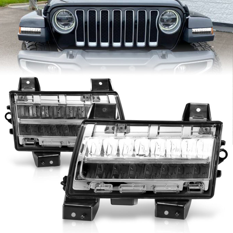 ANZO 2018-2021 Jeep Wrangler LED Side Markers Chrome Housing Clear Lens w/ Sequential Signal ANZO ANZ511086