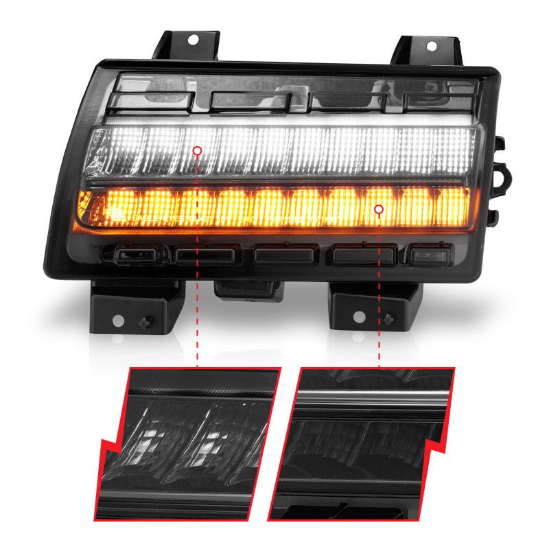 ANZO 2018-2021 Jeep Wrangler LED Side Markers Chrome Housing Smoke Lens w/ Seq. Signal Low Config ANZO ANZ511087