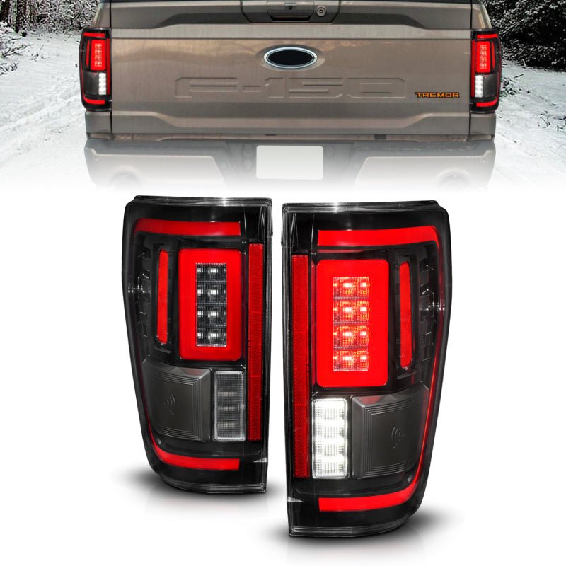 ANZO 21-23 Ford F-150 LED Taillights Seq. Signal w/BLIS Cover - Black (For Factory Halogen ONLY) ANZO ANZ311475