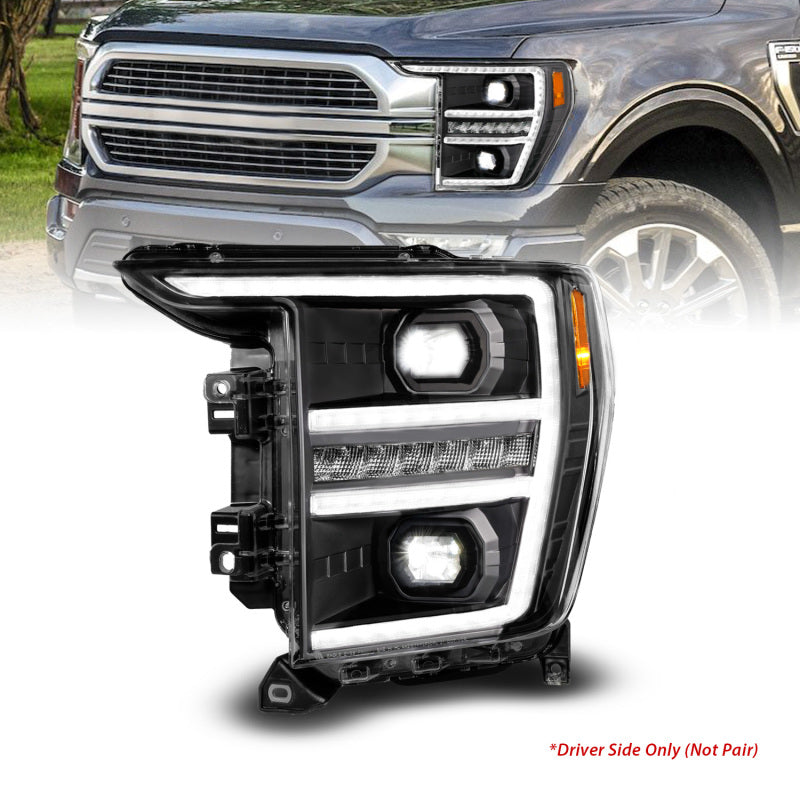Anzo 21-23 Ford F150 LED Projector Headlight w/Switchback+Sequential - Black (Driver Side Only) ANZO ANZ111594-L