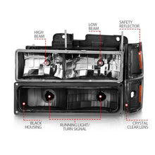 Load image into Gallery viewer, ANZO 88-98 Chevrolet C1500 Crystal Headlights Black ANZO ANZ111505