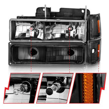 Load image into Gallery viewer, ANZO 88-98 Chevrolet C1500 Crystal Headlights Black ANZO ANZ111505