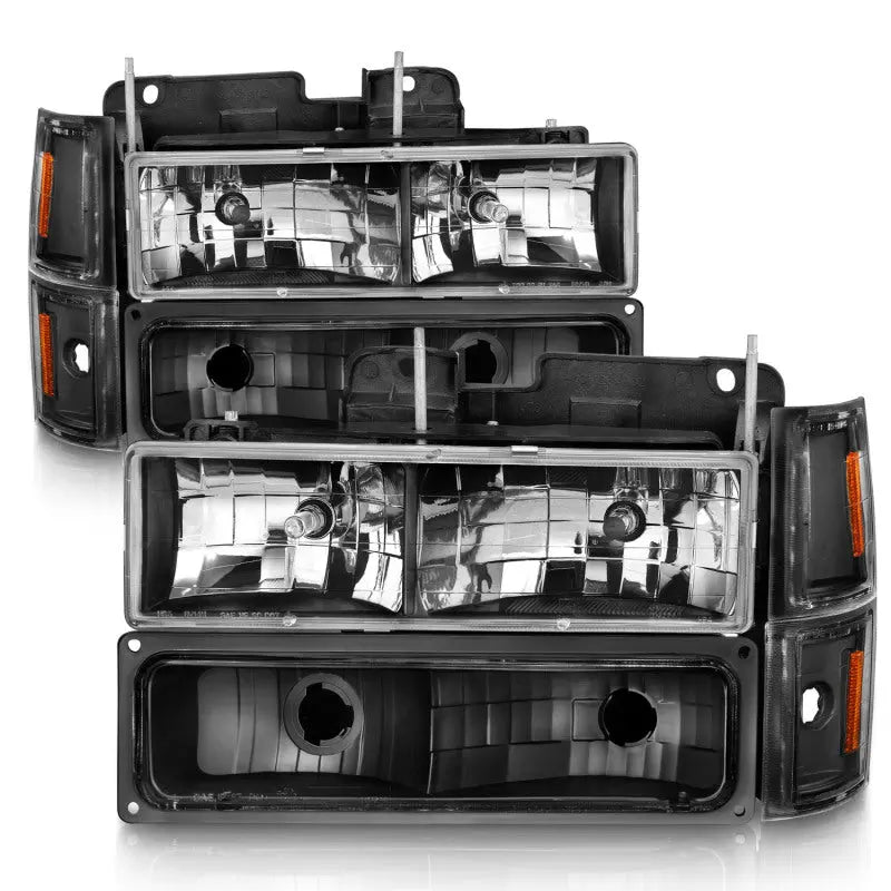 ANZO 88-98 Chevrolet C1500 Crystal Headlights Black ANZO ANZ111505