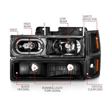 Load image into Gallery viewer, ANZO 88-98 Chevrolet C1500 Crystal Headlights Black Housing w/ Signal and Side Marker Lights ANZO ANZ111507