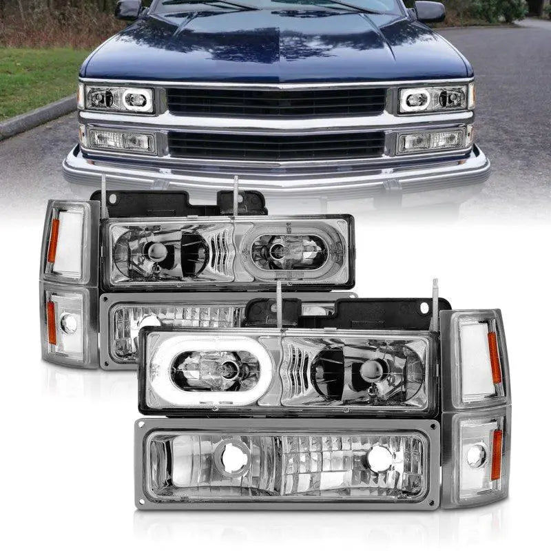 ANZO 88-98 Chevrolet C1500 Crystal Headlights Chrome Housing w/ Signal and Side Marker Lights ANZO ANZ111508