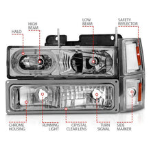 Load image into Gallery viewer, ANZO 88-98 Chevrolet C1500 Crystal Headlights Chrome Housing w/ Signal and Side Marker Lights ANZO ANZ111508