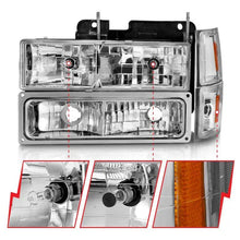 Load image into Gallery viewer, ANZO 88-98 Chevrolet C1500 Crystal Headlights Chrome w/ Signal and Side Marker Lights ANZO ANZ111506