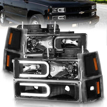 Load image into Gallery viewer, ANZO 88-98 Chevrolet C1500 Crystal Headlights w/ Light Bar Black Housing w/ Signal Side Markers 8Pcs ANZO ANZ111528