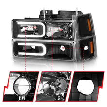Load image into Gallery viewer, ANZO 88-98 Chevrolet C1500 Crystal Headlights w/ Light Bar Black Housing w/ Signal Side Markers 8Pcs ANZO ANZ111528