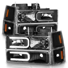 Load image into Gallery viewer, ANZO 88-98 Chevrolet C1500 Crystal Headlights w/ Light Bar Black Housing w/ Signal Side Markers 8Pcs ANZO ANZ111528