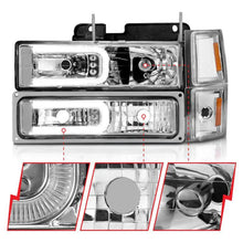 Load image into Gallery viewer, ANZO 88-98 Chevrolet C1500 Crystal Headlights w/Light Bar Chrome Housing w/ Signal Side Markers 8Pcs ANZO ANZ111529