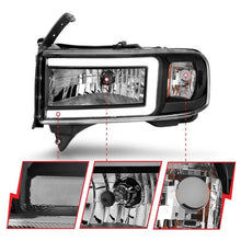 Load image into Gallery viewer, ANZO 94-02 Dodge RAM Crystal Headlight - w/ Light Bar Black Housing ANZO ANZ111554