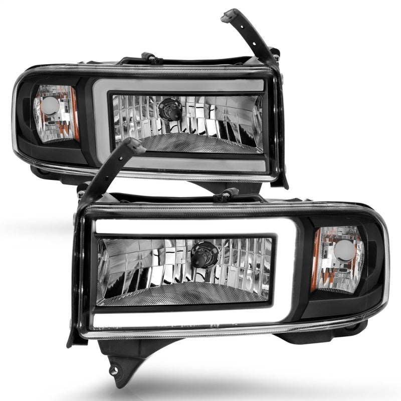 ANZO 94-02 Dodge RAM Crystal Headlight - w/ Light Bar Black Housing - Black Ops Auto Works