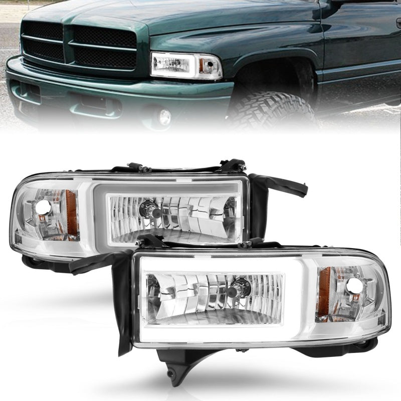 ANZO 94-02 Dodge RAM Crystal Headlight - w/ Light Bar Chrome Housing ANZO ANZ111555