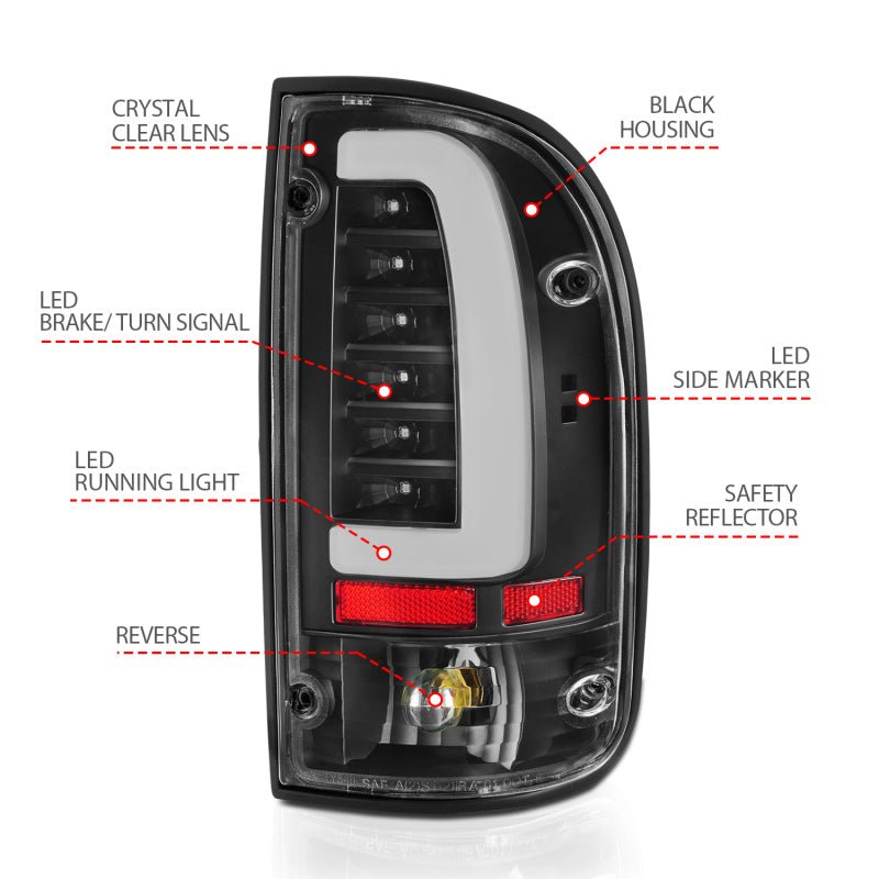 ANZO 95-00 Toyota Tacoma LED Taillights Black Housing Clear Lens (Pair) ANZO ANZ311353